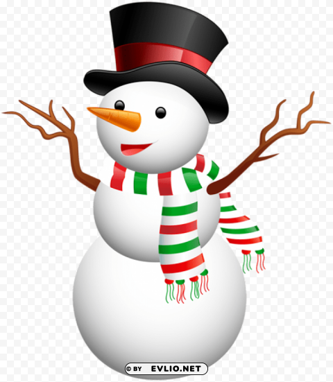 snowman with top hat CleanCut Background Isolated PNG Graphic