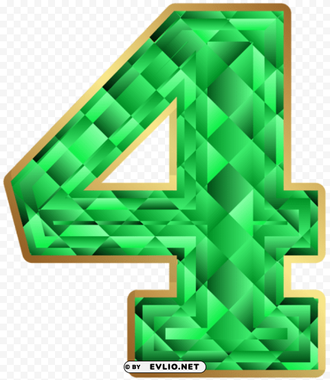 emerald number four Isolated Subject in Clear Transparent PNG