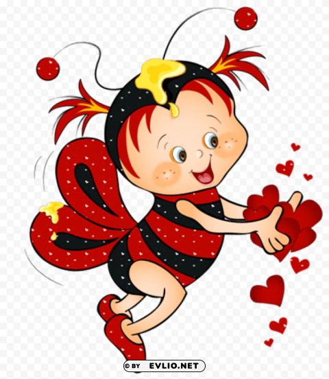 valentine red bee with heartspicture PNG clipart