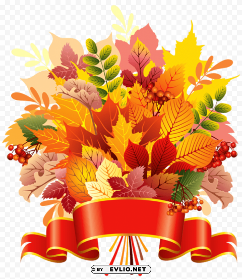 autumn leaves bouquet with banner PNG images with no watermark