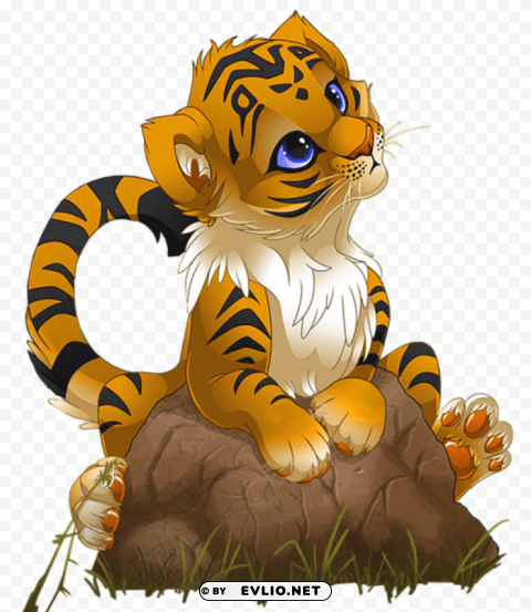 cute little tiger cartoon Transparent PNG Isolated Item with Detail