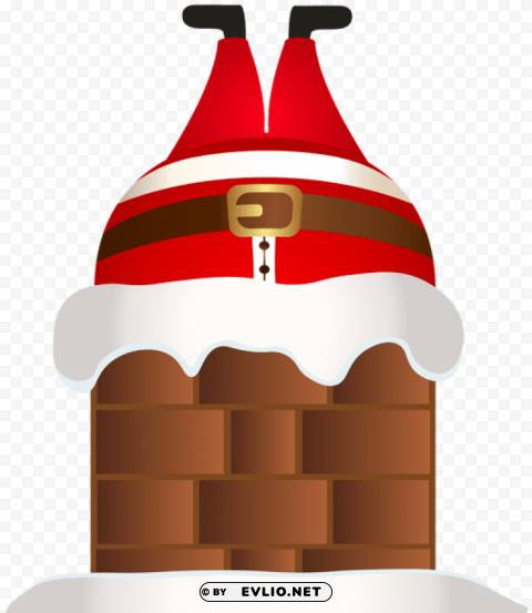 funny santa in chimney clip ar Transparent Background Isolation of PNG