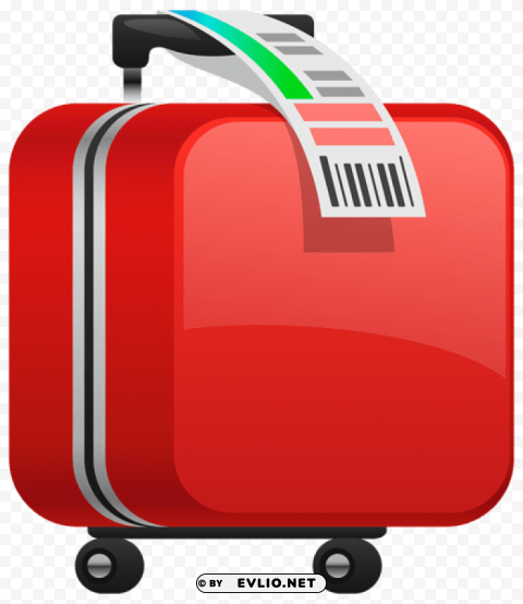 checked red suitcase Clean Background Isolated PNG Design