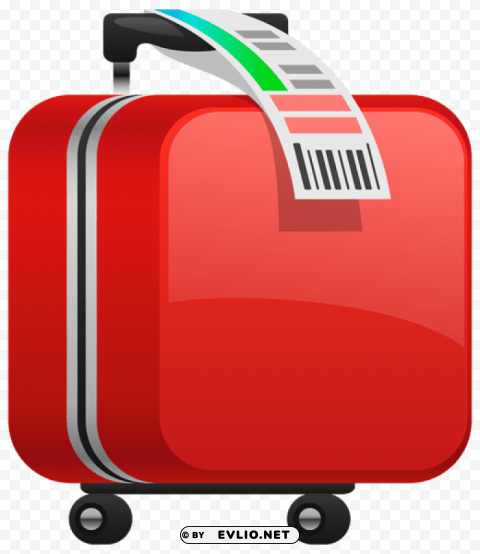 Checked Red Suitcase Clean Background Isolated PNG Design