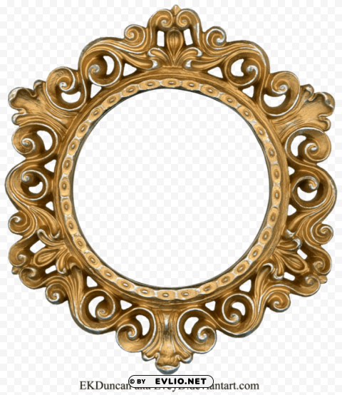 golden round frame PNG Isolated Object with Clear Transparency