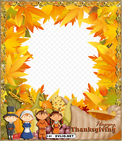happy thanksgiving frame ClearCut Background Isolated PNG Design