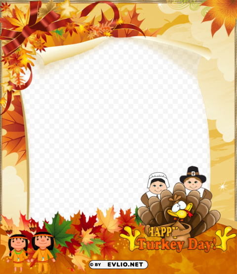 Happy Turkey Dayframe PNG Images For Merchandise