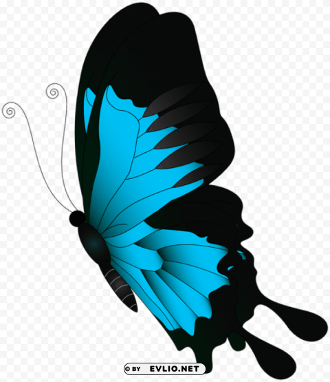 blue flying butterfly Isolated Element on Transparent PNG clipart png photo - ef52a7ee