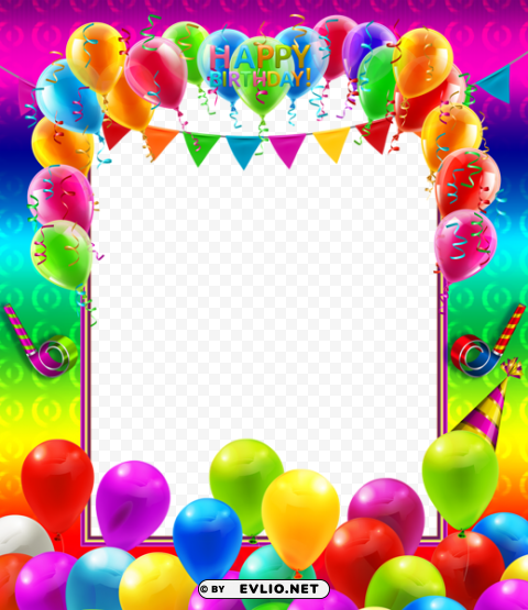 happy birthday colorfulframe PNG with cutout background