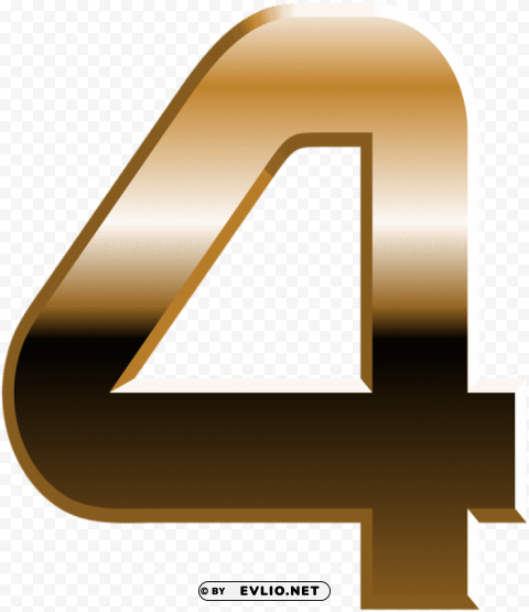 number four golden transparent PNG for t-shirt designs