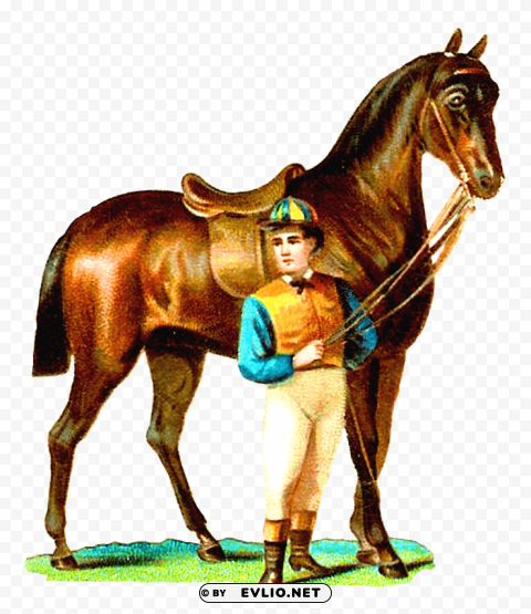 race horse and jockey vintage PNG images with high transparency