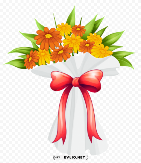 red and orange flowers bouquet Transparent PNG pictures for editing
