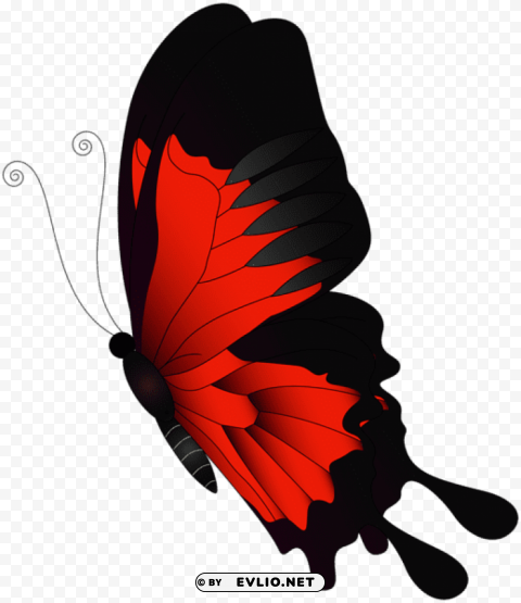 red flying butterfly Isolated Graphic Element in HighResolution PNG