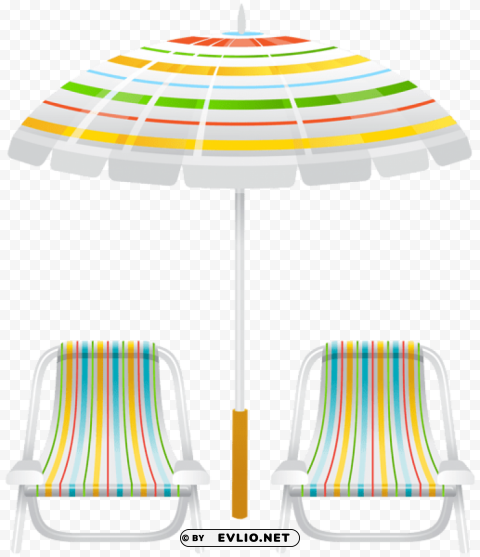 beach umbrella and two chairs PNG images with alpha transparency selection