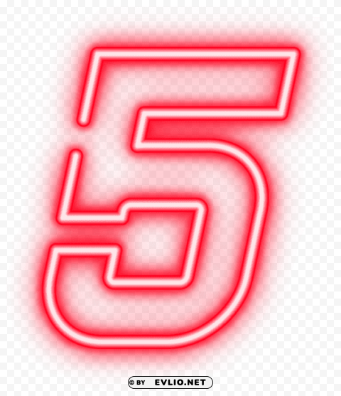 five red neon transparent PNG with Transparency and Isolation