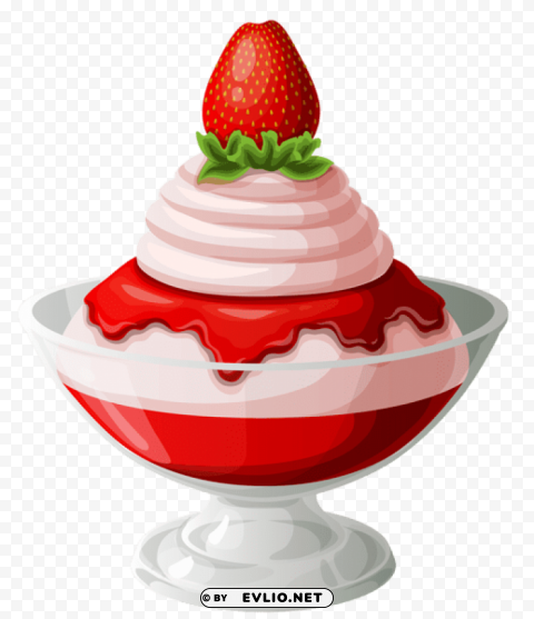 Strawberry Ice Cream Sundae Picture Isolated Item With Transparent Background PNG