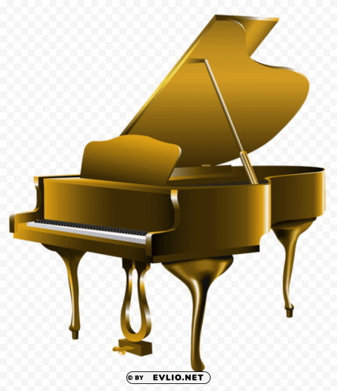 transparent gold piano PNG Graphic with Clear Isolation