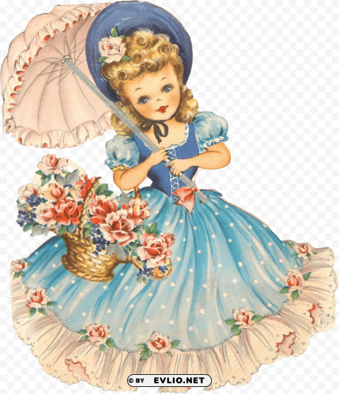 Transparent background PNG image of vintage girl doll PNG with Isolated Object - Image ID 8a6fca87