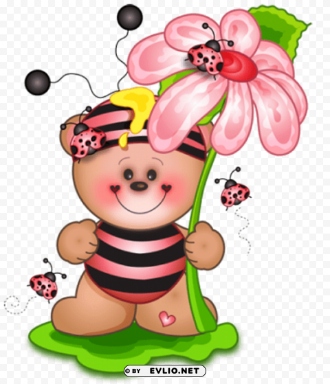 cute teddy spring decorpicture Transparent PNG Isolated Object with Detail