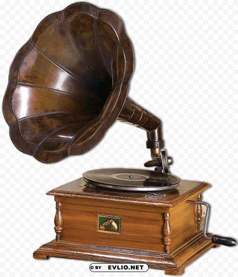 gramophone hmv sideview Isolated Item with Transparent PNG Background