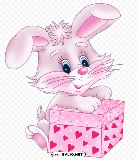 cute bunny with valentine gift boxpicture PNG clear images