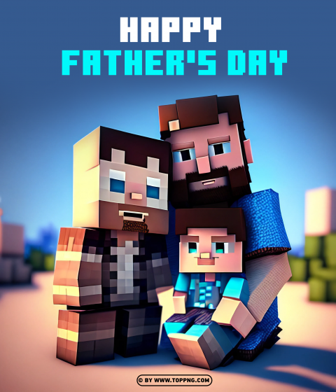 Happy Father Day With Poster Minecraft Background Isolated Item on Clear Transparent PNG