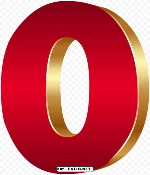 3d Number Zero Red Gold Isolated Object On Transparent Background In PNG