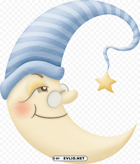 cute moon Isolated Illustration on Transparent PNG clipart png photo - 737a4a8c