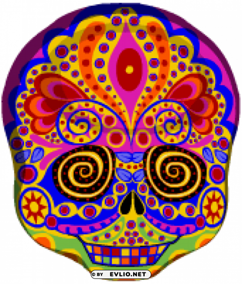 halloween creepy hippie skull mask multlor PNG Image Isolated with Clear Background