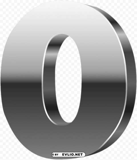 number zero 3d silver PNG high resolution free