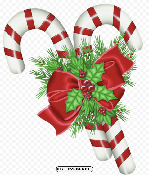  christmas candy canes with mistletoepicture Transparent background PNG stock