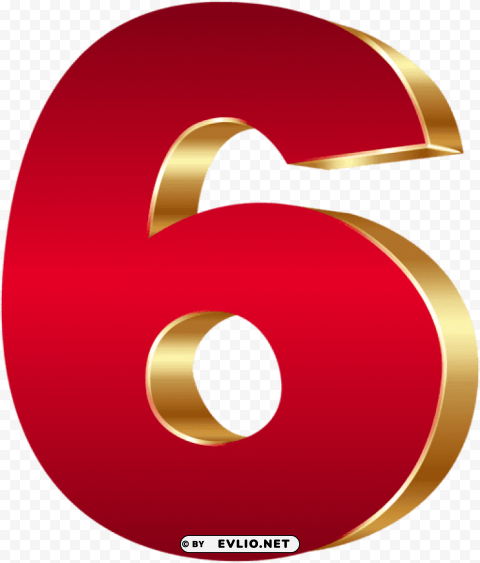 3d Number Six Red Gold PNG For Free Purposes