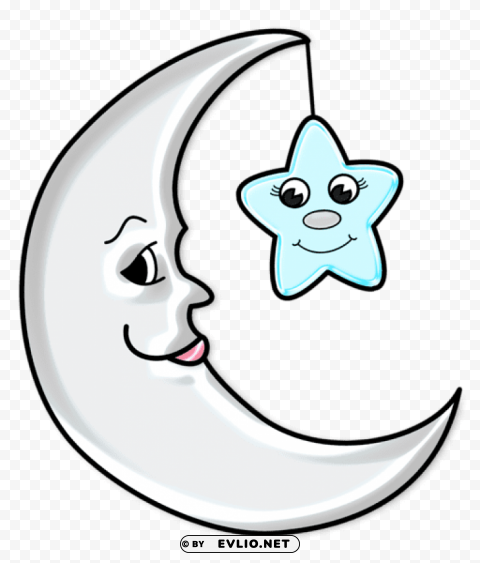 cute moon with starpicture Isolated Element on HighQuality PNG clipart png photo - 1b30528c