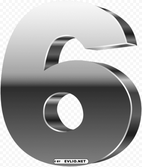 number six 3d silver PNG Image Isolated with Clear Transparency