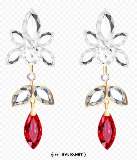 transparent diamond and ruby earrings PNG for blog use