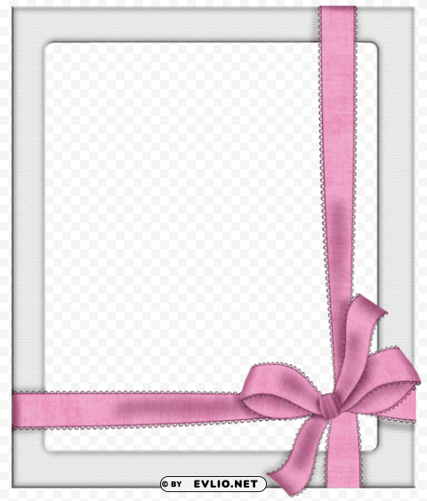  silver frame with pink bow HighQuality PNG with Transparent Isolation
