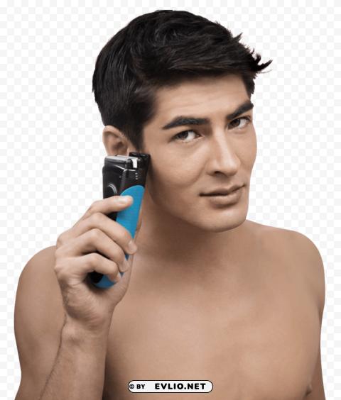 Man With Hair Trimmer PNG Image Isolated On Transparent Backdrop