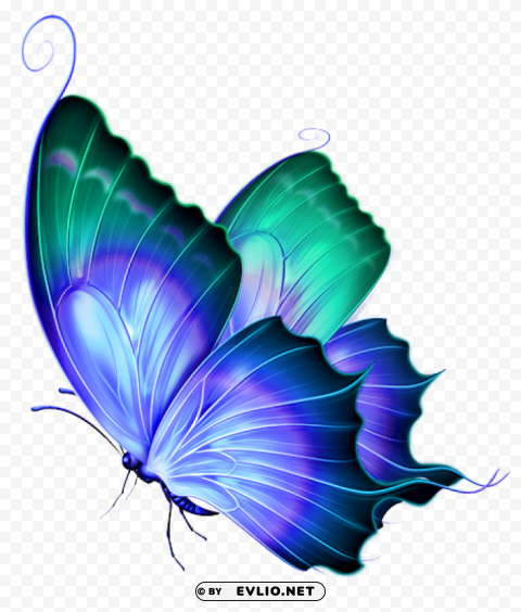  blue and green deco butterfly HighResolution Transparent PNG Isolated Element