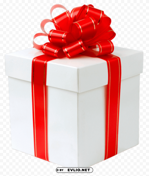 white gift box with red bow High-resolution PNG