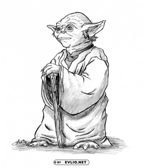 yoda black and white s PNG images with alpha background