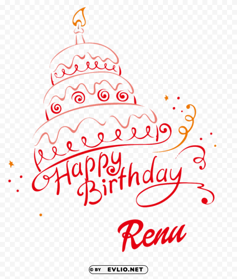 renu happy birthday name Isolated Design Element in HighQuality PNG