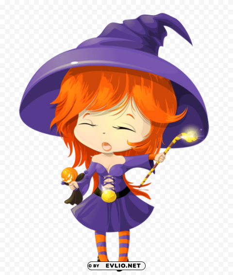 cute purple witch transparent Clear background PNG graphics