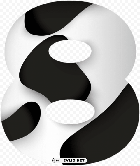number eight black white Transparent PNG Isolated Graphic Detail
