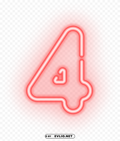 number four neon Transparent PNG Isolated Illustrative Element
