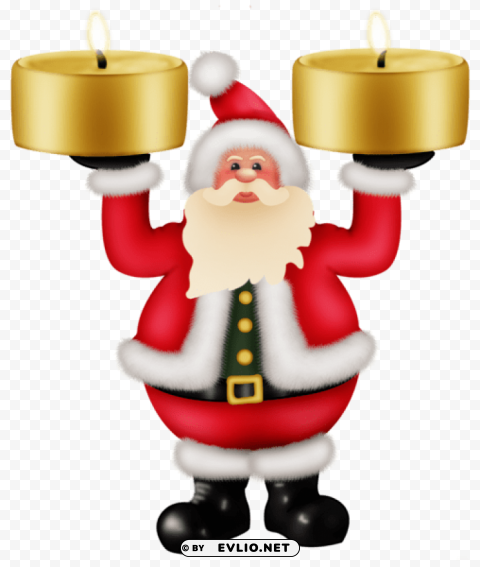 Santa Claus With Candles Clipat Transparent PNG Artwork With Isolated Subject