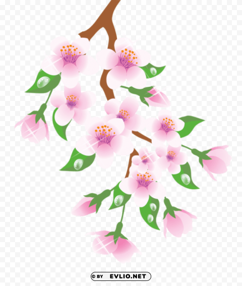 spring branch pink PNG Illustration Isolated on Transparent Backdrop