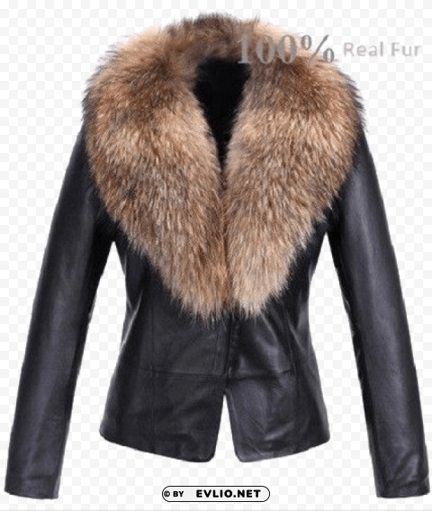 fur lined leather jacket PNG design
