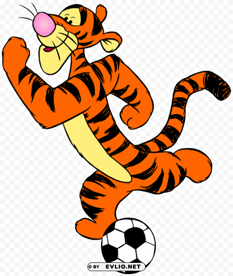 tigger with football HighQuality PNG with Transparent Isolation clipart png photo - 6f369495