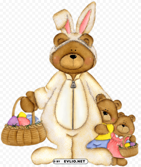 easter bear with basket ClearCut Background PNG Isolation