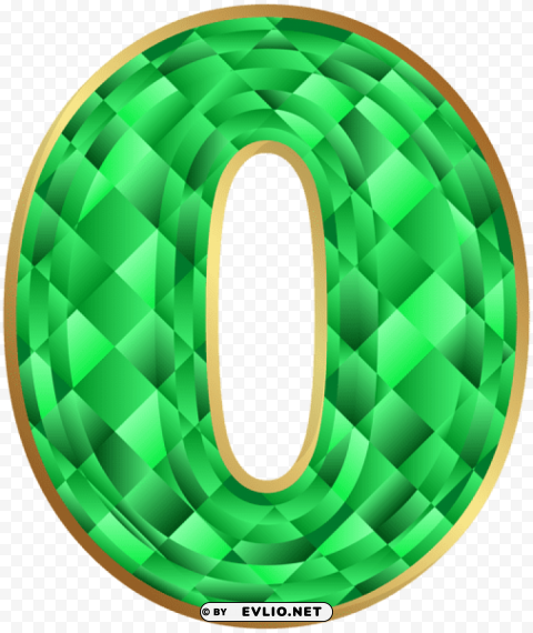 emerald number zero Isolated Object on Transparent Background in PNG